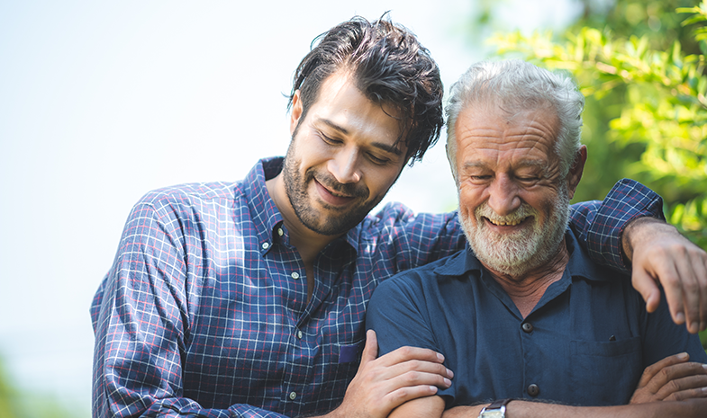Man and woman discussing hearing aids